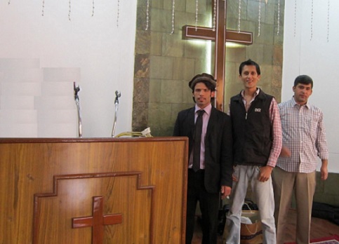 Adib, Amir, and Obed at the Afghan Church in India